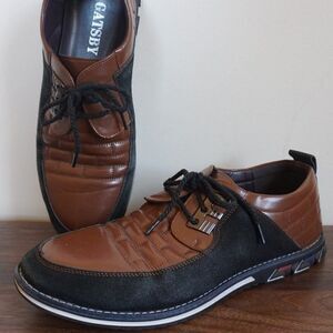 Gatsby Oxford Derby Mens Leather Dress Shoes - Brown and Black US 13 , Europe 47